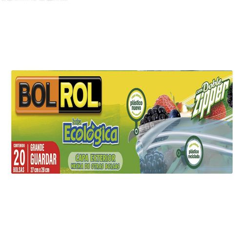 Bolsa plásticas BOLROL ecológica doble zipper 27x28 cm