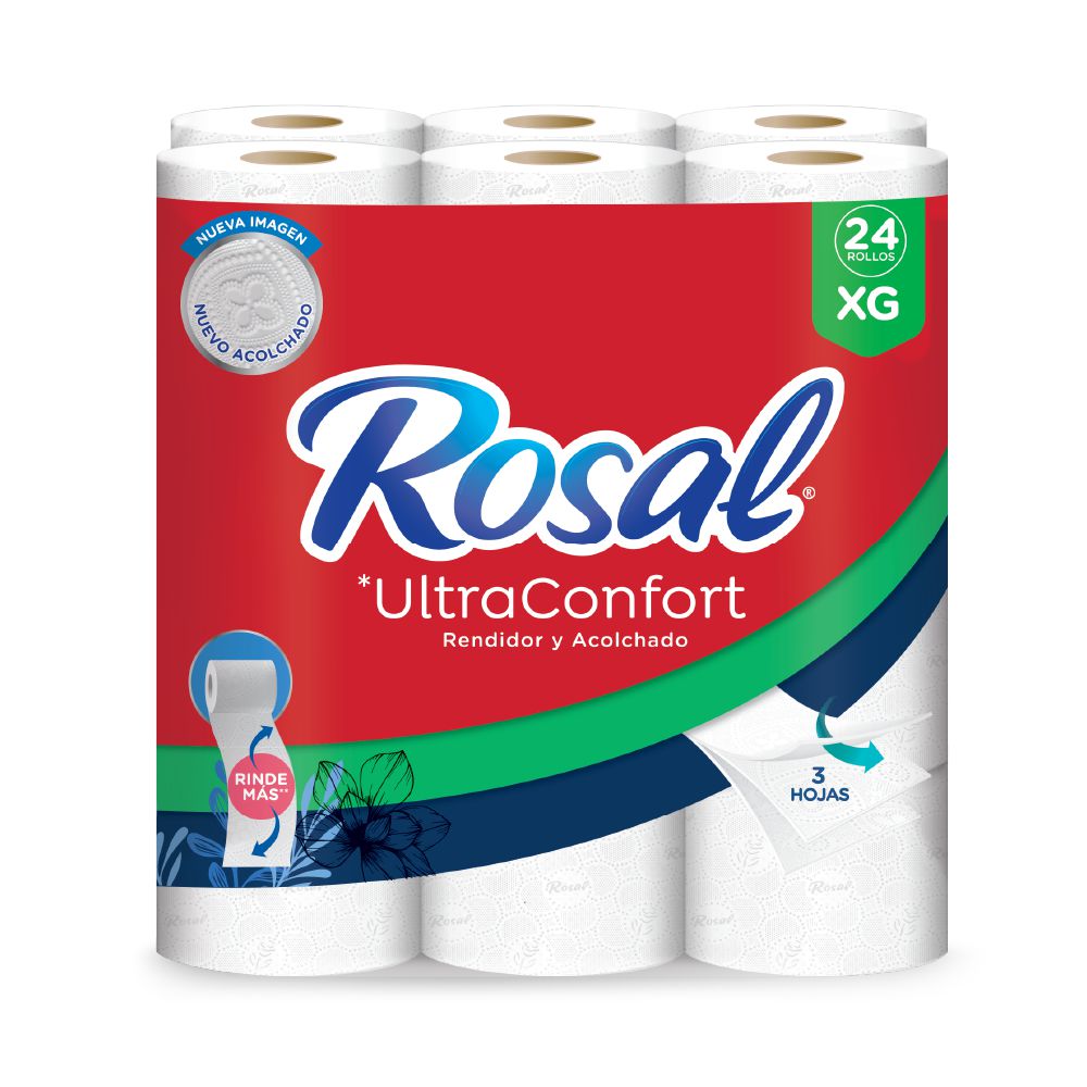Papel higiénico ROSAL triple hoja rendidor x24 rollos (600  mts) img #1