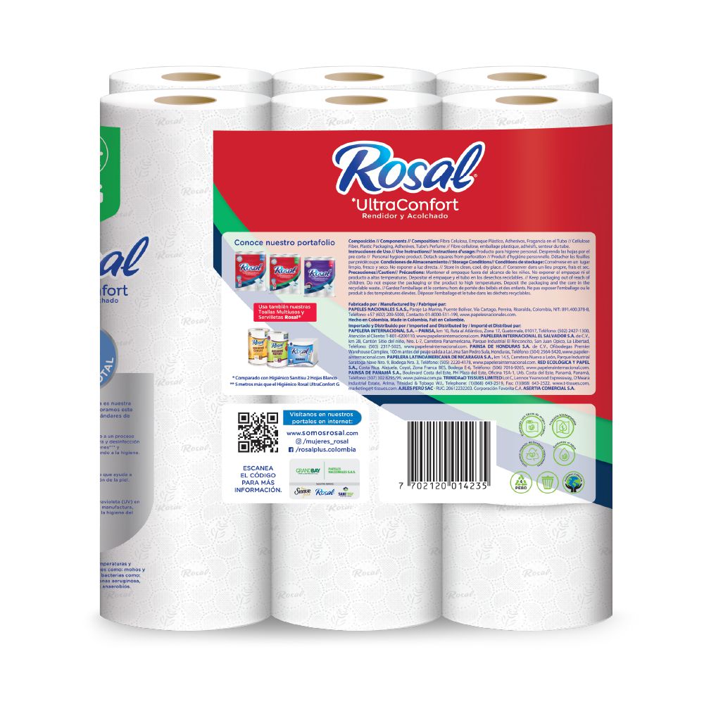 Papel higiénico ROSAL triple hoja rendidor x24 rollos (600  mts) img #4