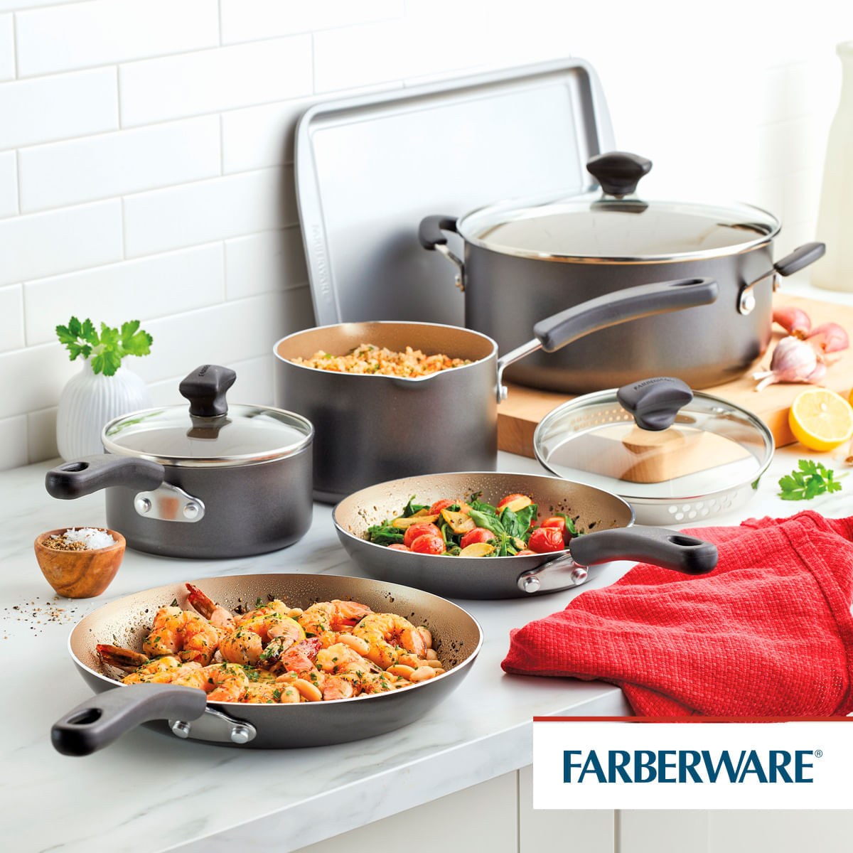 Juego de Ollas 15Pzs, antiad. DiamondMax® gris pewter, Cookstar Farberware img #2