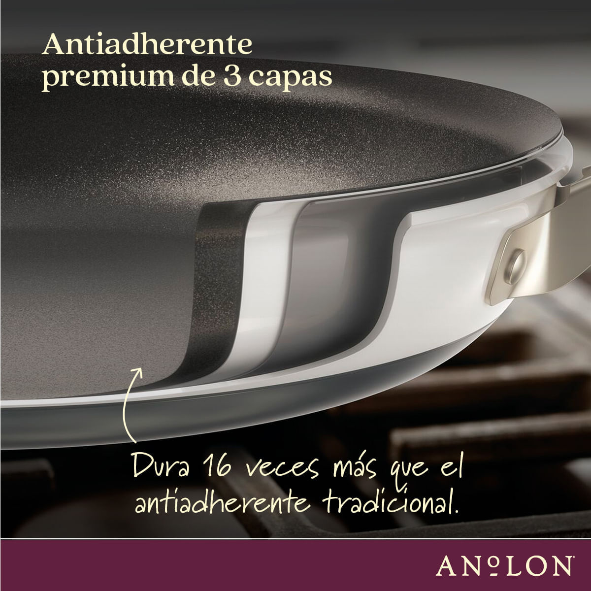 Olla 20cm con tapa de vidrio templado, anodizado duro antiadherente. Archieve Anolon img #4