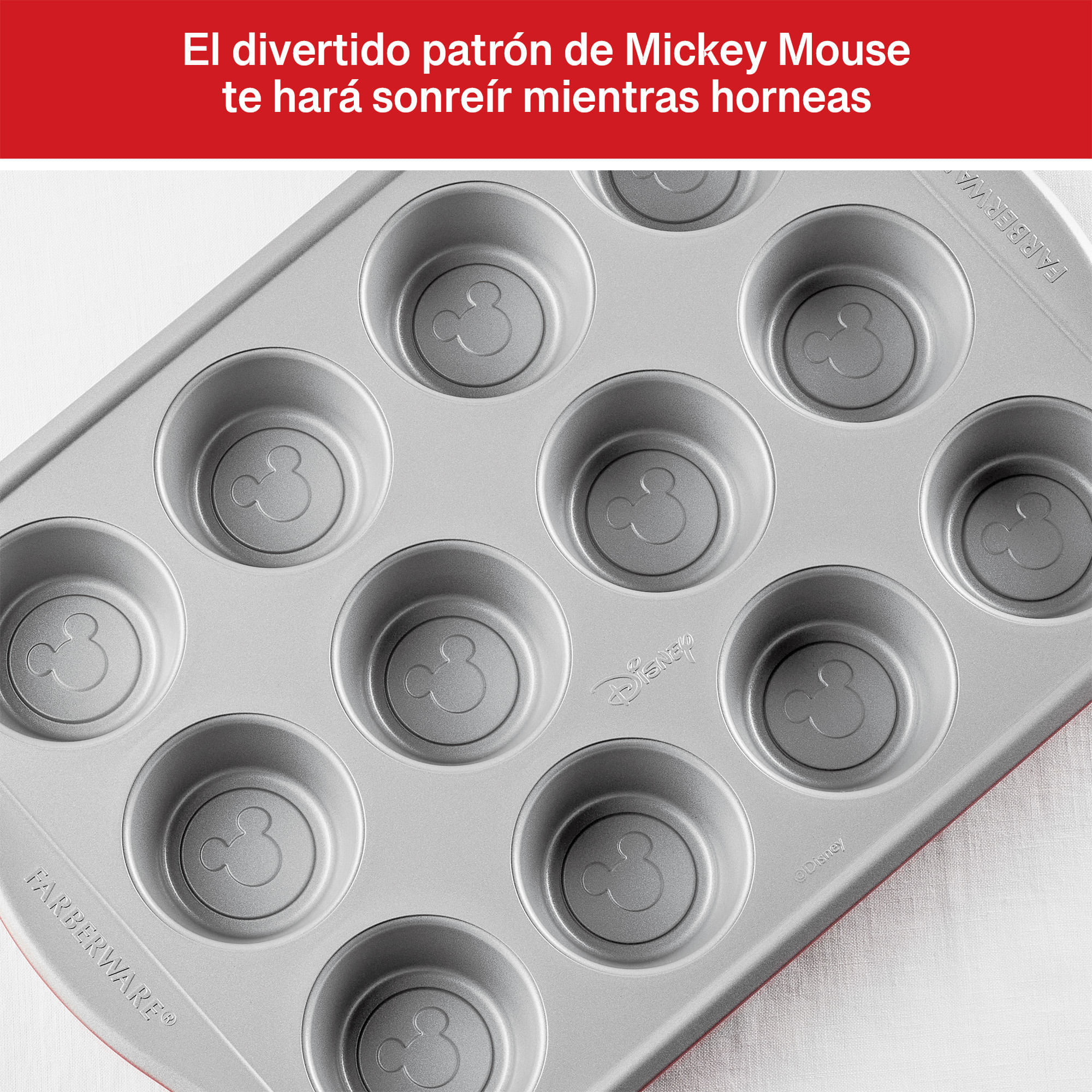 Molde para 12 cupcakes. Acero con antiadherente. Farberware rojo img #5