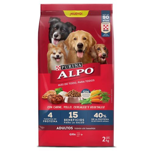 Comida para perros ALPO adultos con cereales y vegetales (2000  gr)