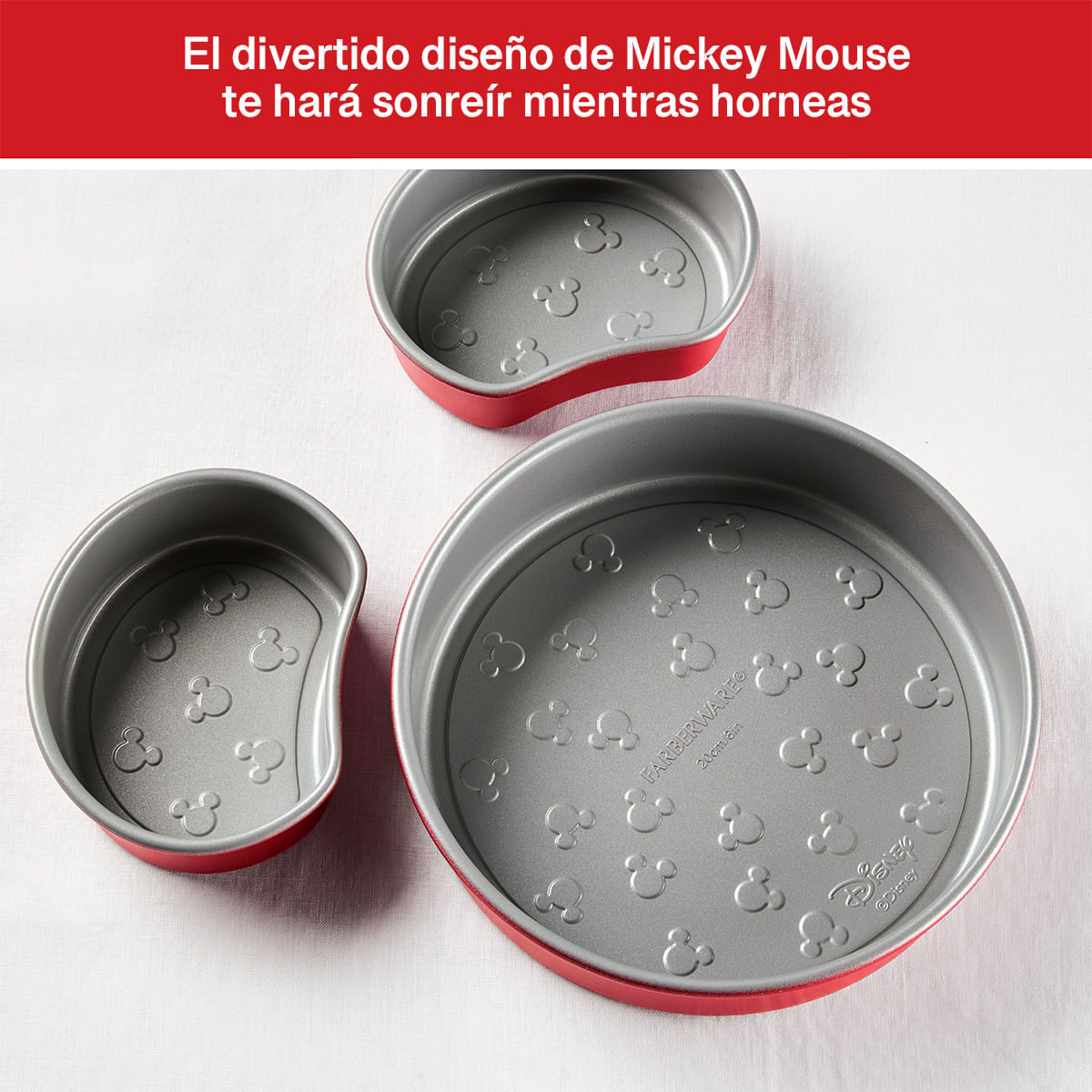 Molde para hornear carita de Mickey. Acero con antiadherente. Farberware rojo img #5