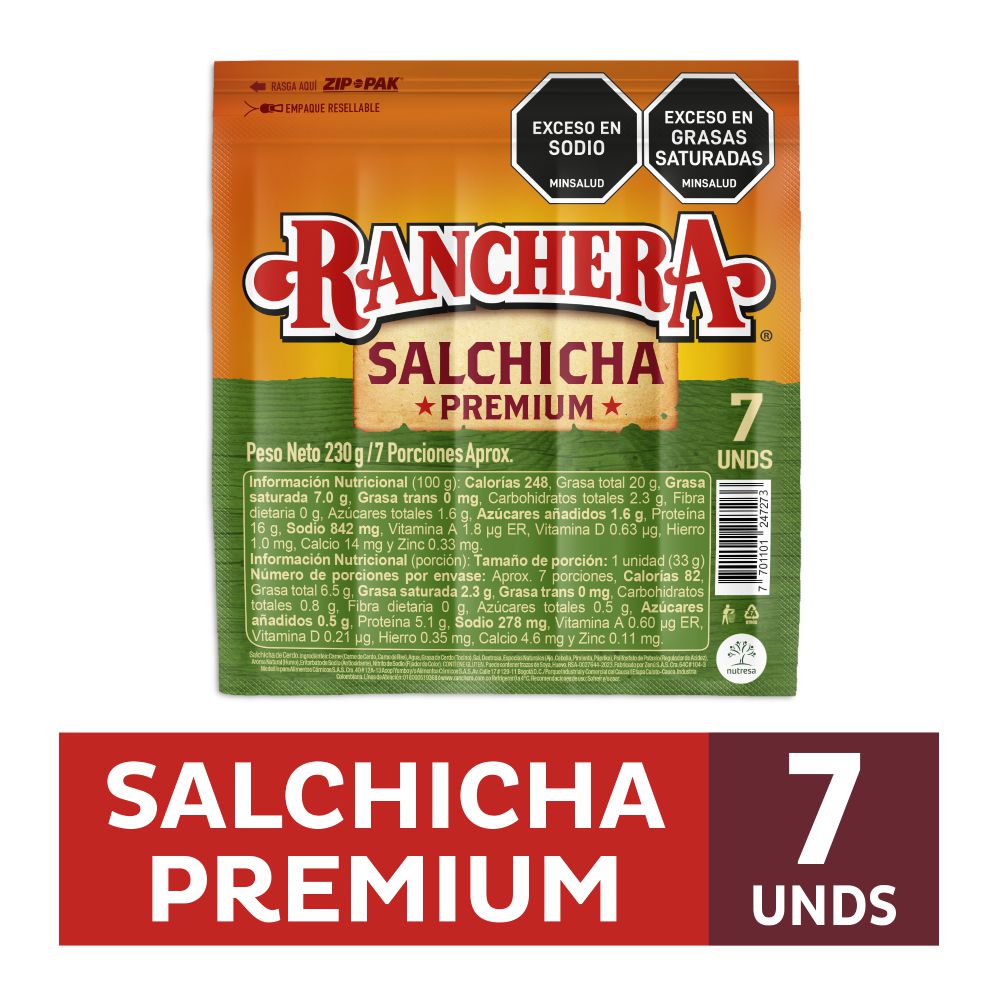Salchicha ranchera RANCHERA premium x7und (230  gr) img #1
