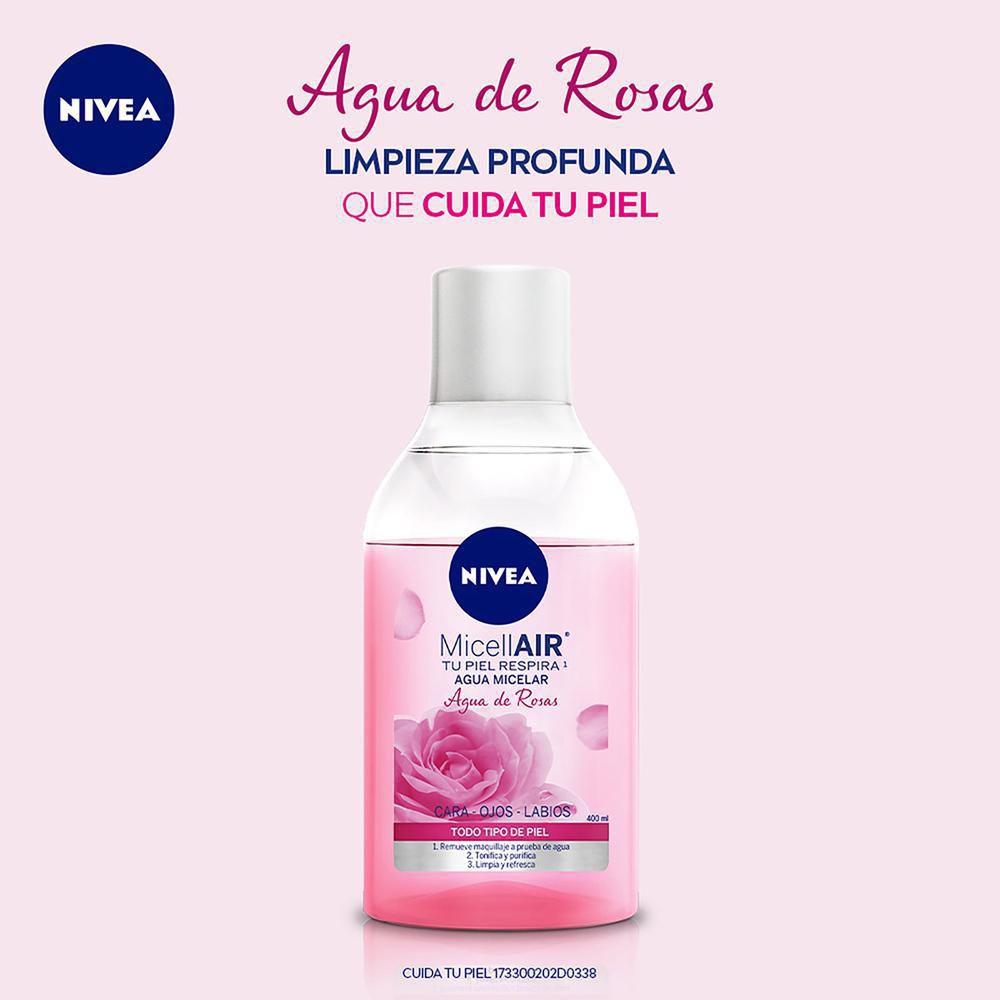 Agua micelar NIVEA desmaquillante con agua de rosas (400  ml) img #2