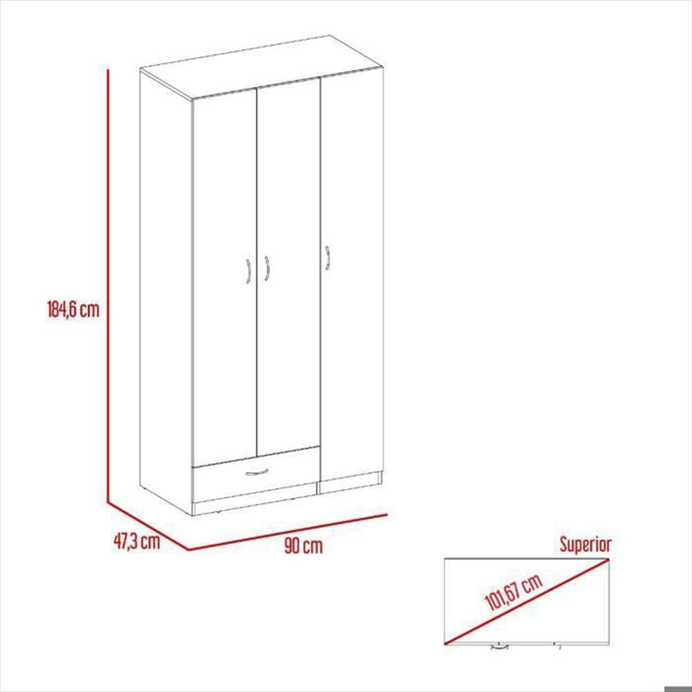 Closet América, Wengue, con amplios espacio para ropa y tres puertas abatibles img #5