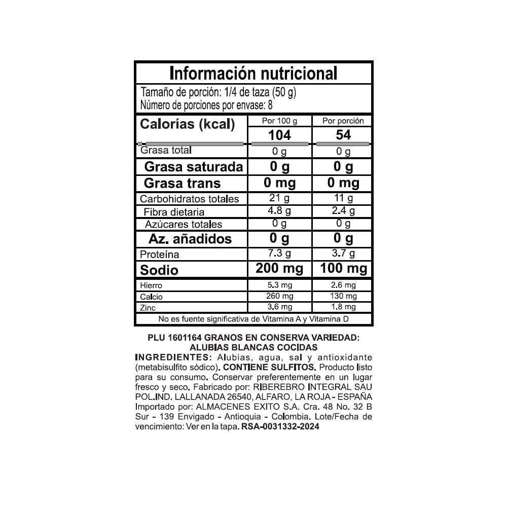 Alubias EL CORTE INGLÉS MARCA EXCLUSIV blancas (400  gr) img #2