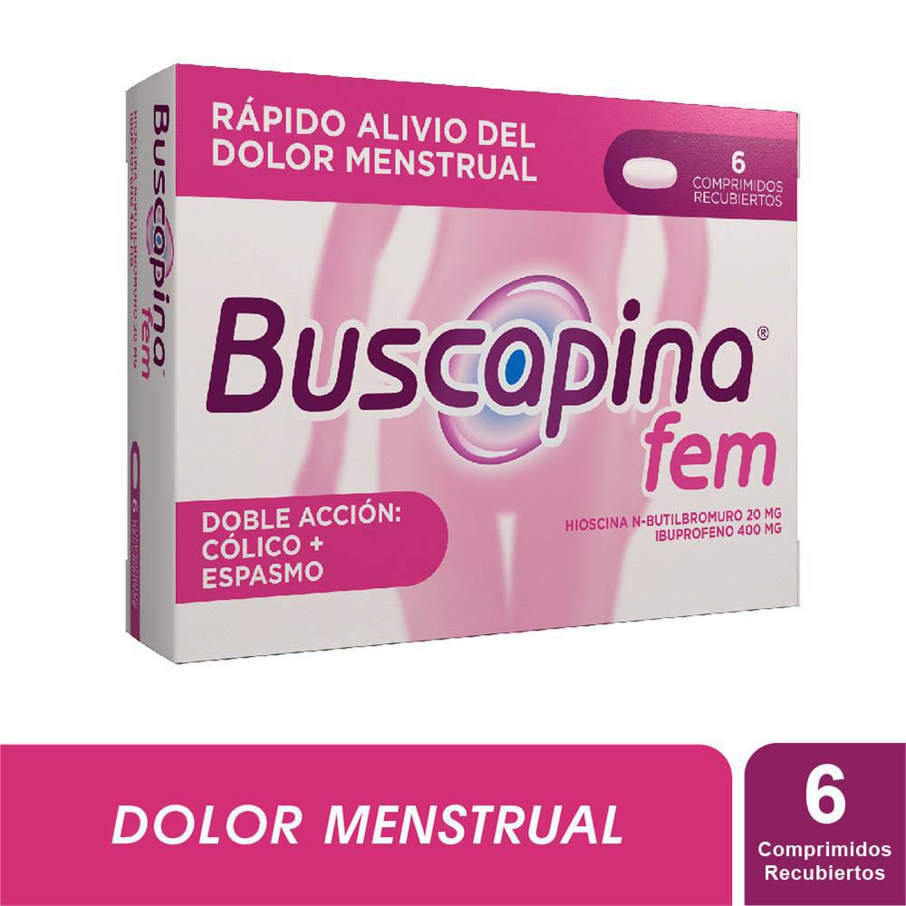 Antiespasmódico BUSCAPINA fem alivio del dolor menstrual (6  und) img #1