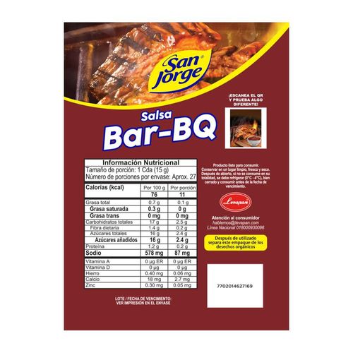 Salsa BBQ SAN JORGE original (400  gr)