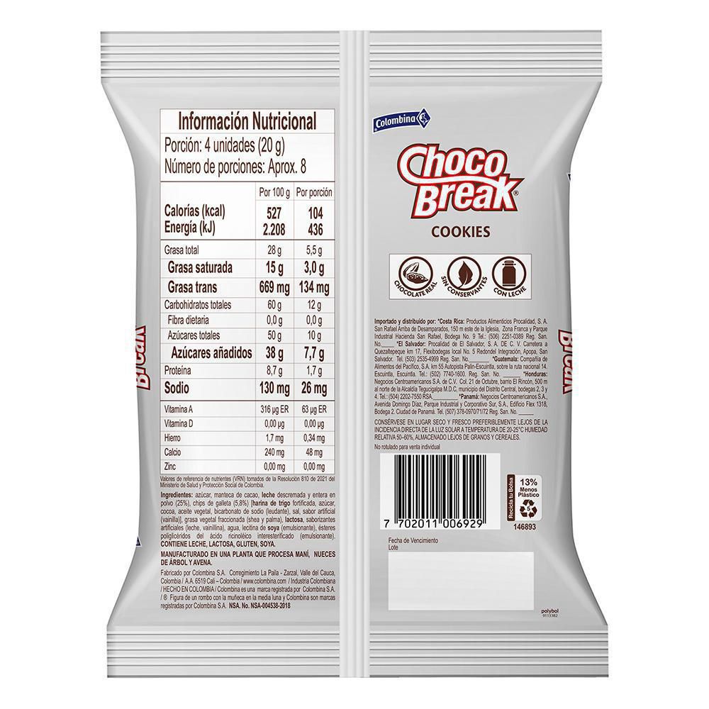 Chocolates CHOCOBREAK blanco con chips de galleta (150  gr) img #2