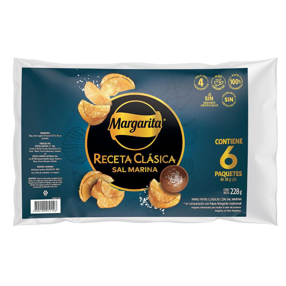 Papas MARGARITA receta clásica sal marina (228  gr) img #1