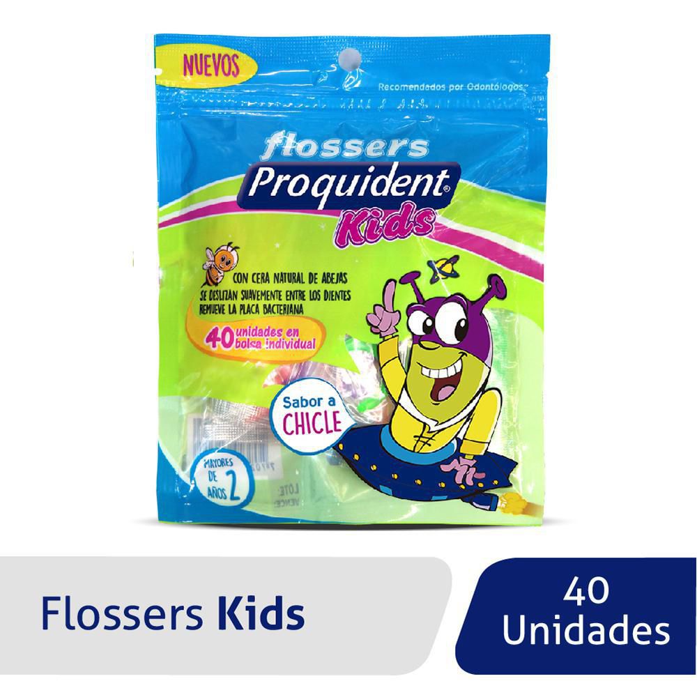 Seda dental flossers PROQUIDENT kids sabor a chicle (40  und) img #1