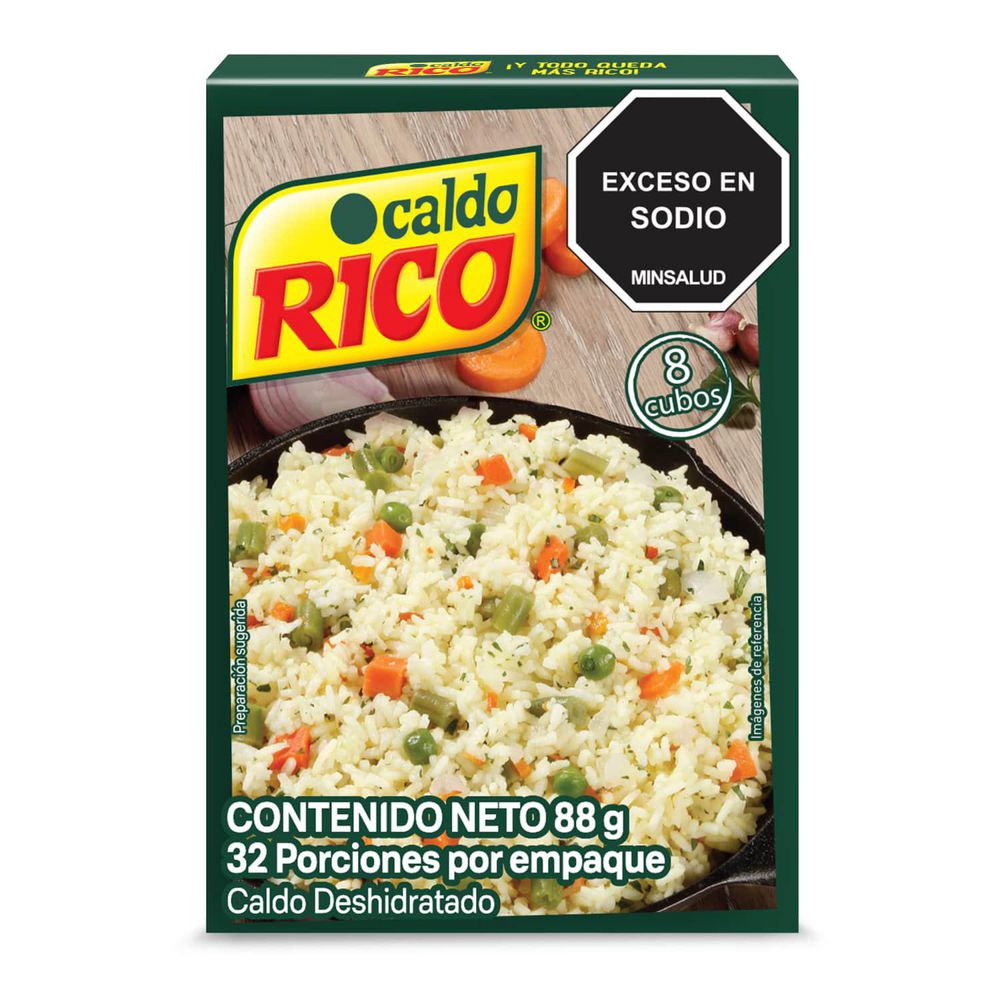 Caldo deshidratado RICO con verduras x8 cubos (88  gr) img #1
