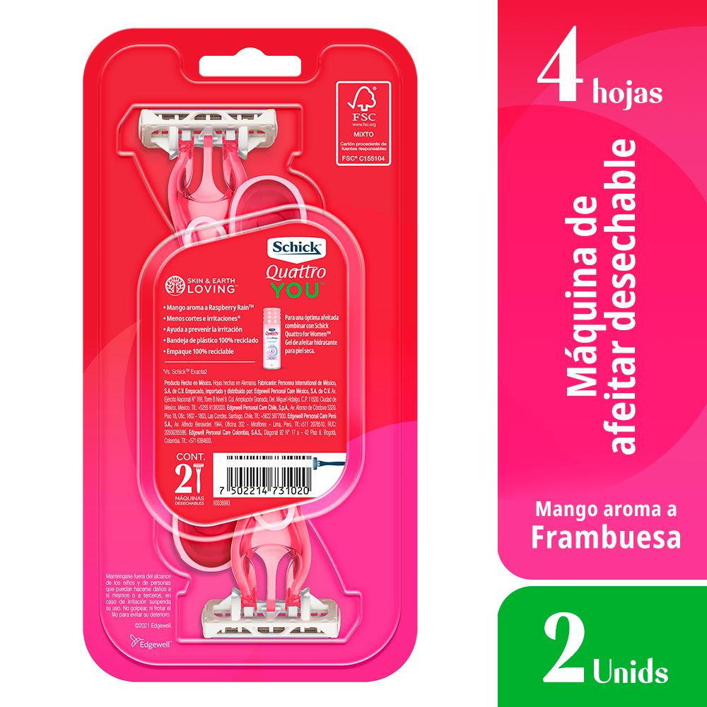Máquina de afeitar SCHICK quattro you raspberry rain (2  und) img #2
