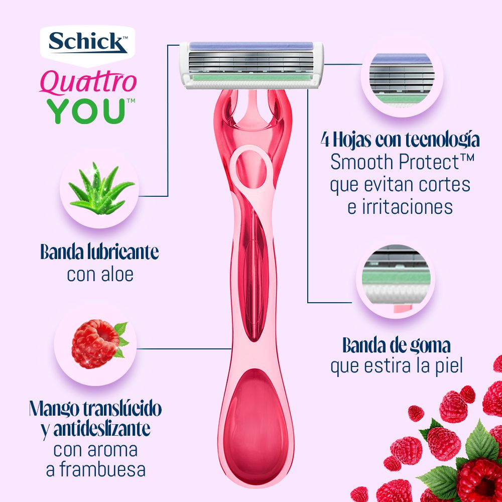 Máquina de afeitar SCHICK quattro you raspberry rain (2  und) img #3