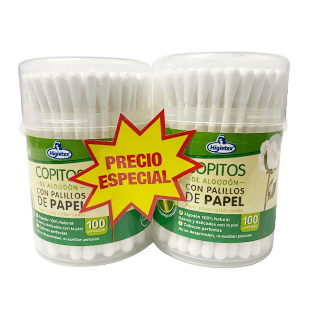 Copitos HIGIETEX de algodón con palillos de papel (200  und) img #1