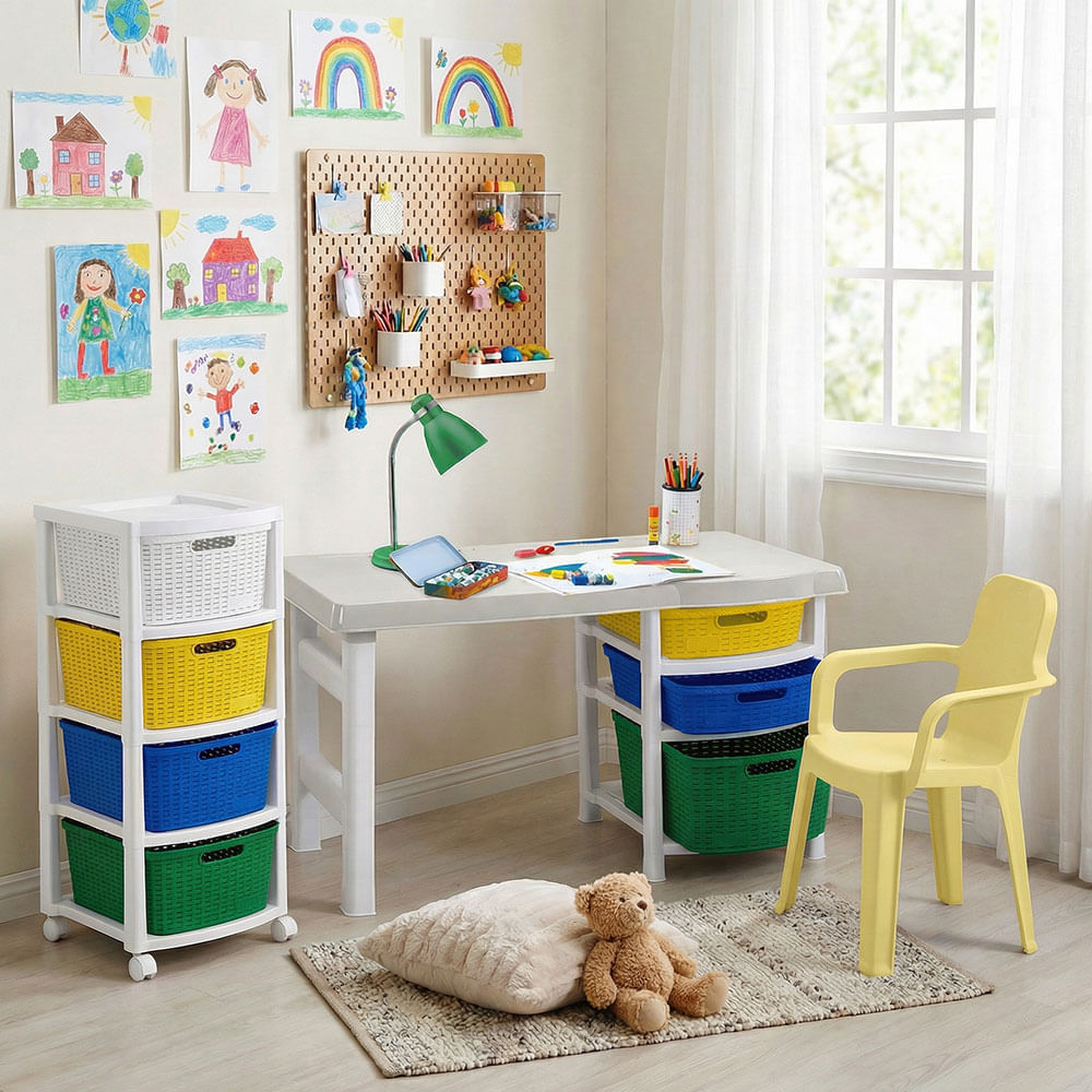 Combo Estudio Infantil, 1 Escritorio, 1 Silla , 1 Cajonero De 4 Gavetas Niños img #1