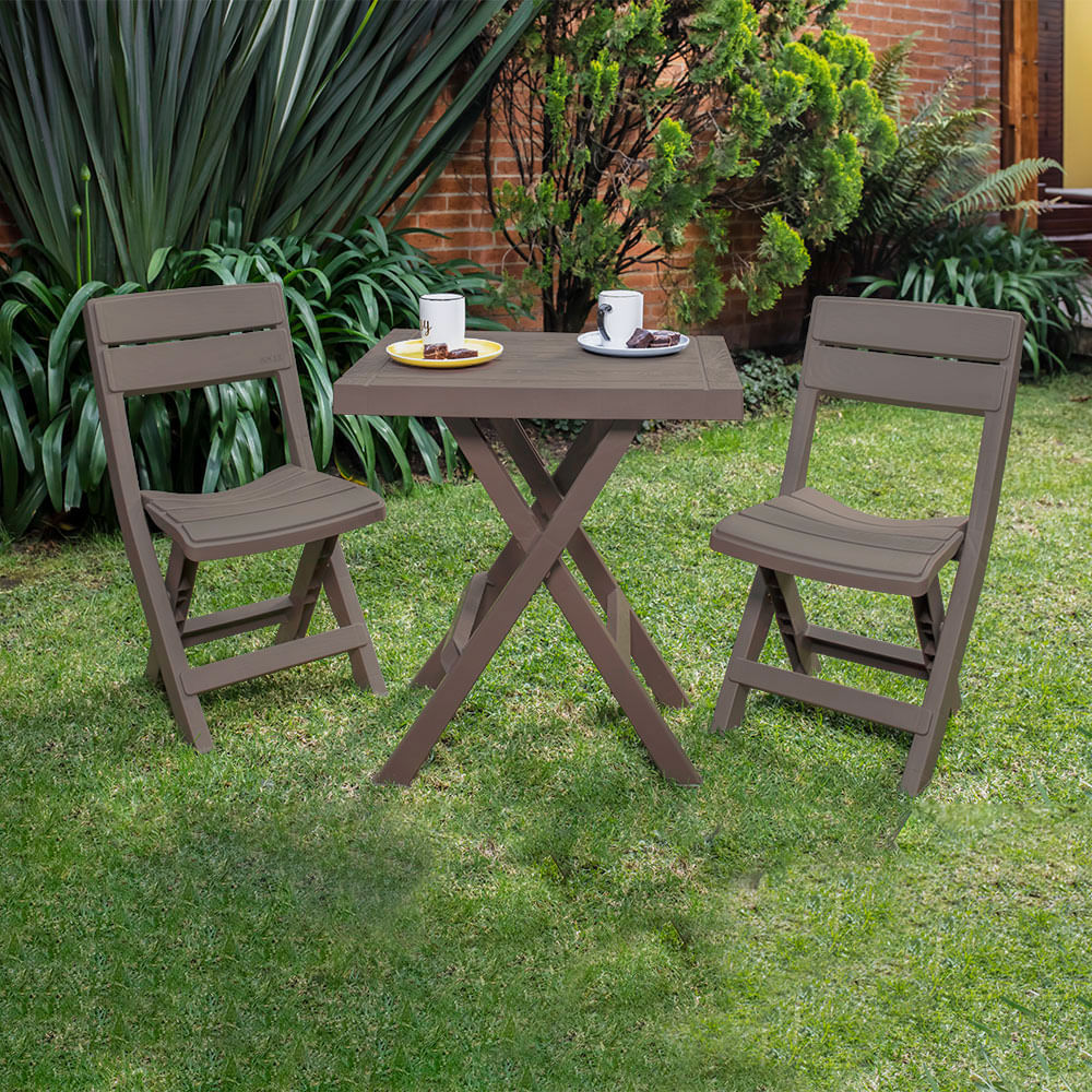 Combo Jardín, 1 Mesa Rectangular Plegable, 2 Sillas Plegables, 4 Materas Rafia 1 De 35 Cm, 1 De 40 Cm, 2 De 60 Cm img #3