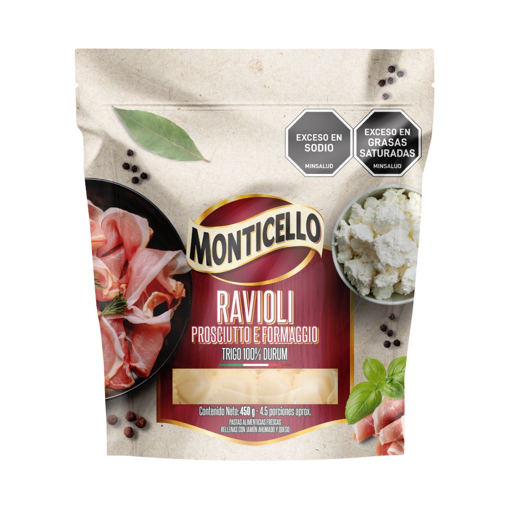 Raviolis MONTICELLO prosciutto y formaggio (450  gr) img #1