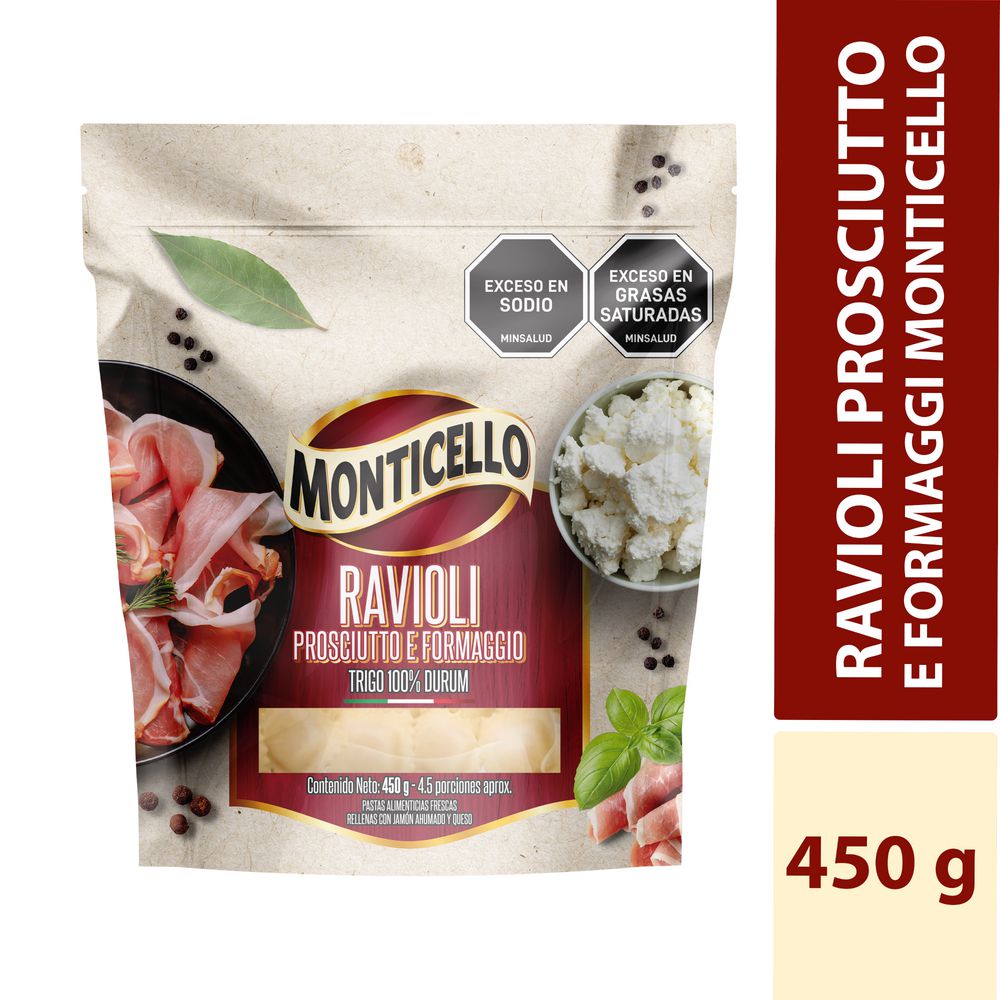 Raviolis MONTICELLO prosciutto y formaggio (450  gr) img #2