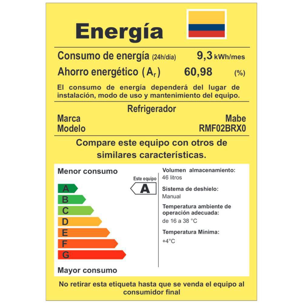 Nevera Minibar MABE   45 Litros  RMF02BRX0 img #5