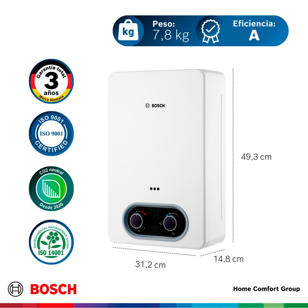 Calentador de agua 6 litros Tiro Forzado GN BOSCH 773650458 img #5