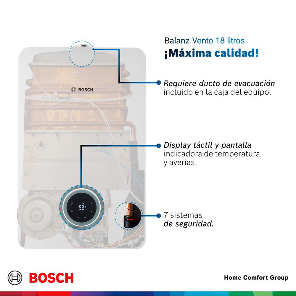 Calentador de agua 18 litros Tiro Forzado GLP BOSCH 873611004 img #4