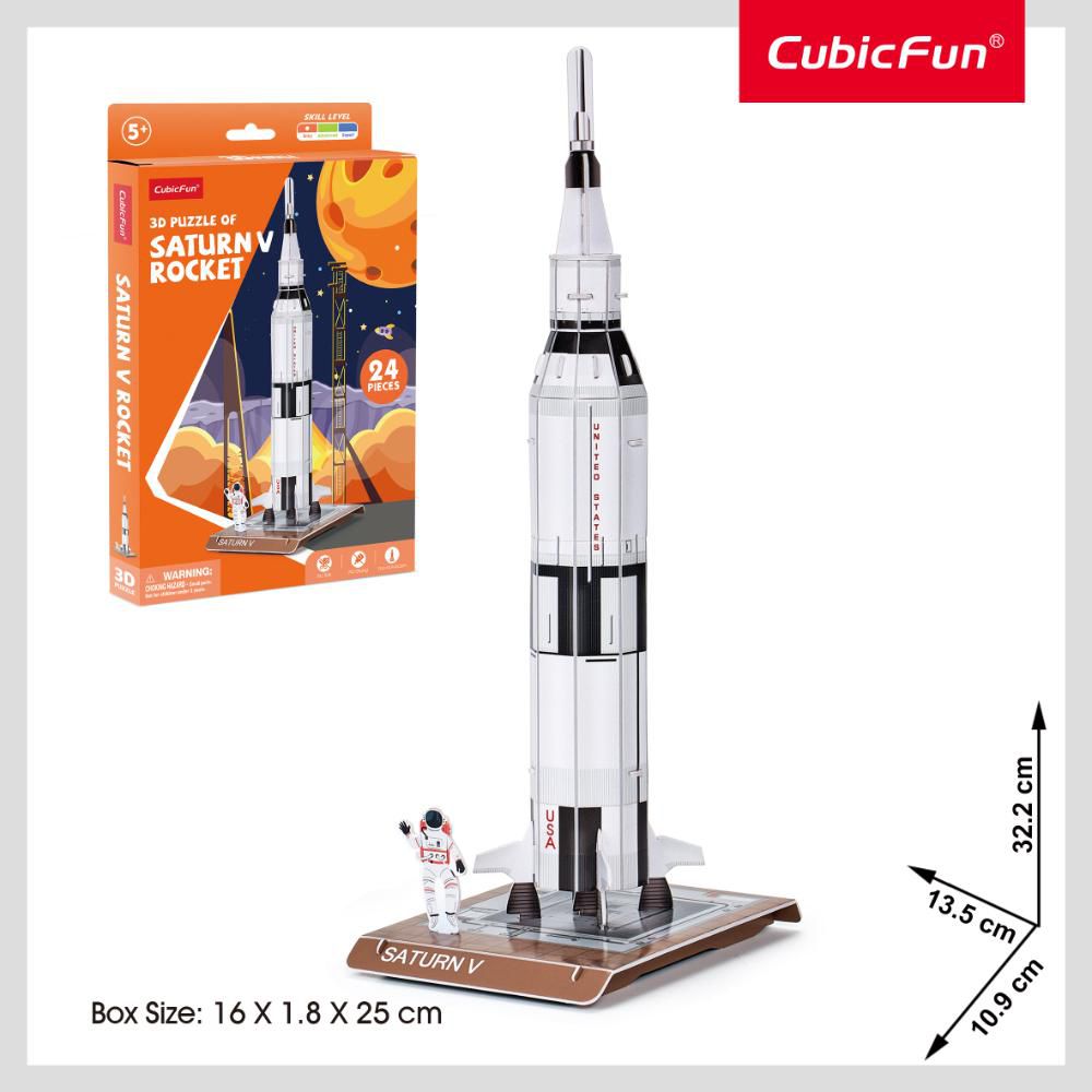 Rompecabeza 3D Saturn V Rocket Nasa 24 Piezas Nivel Inicial Cubic Fun ZURU INC img #2