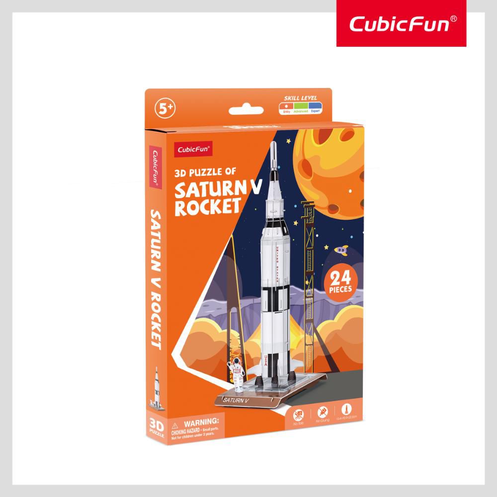 Rompecabeza 3D Saturn V Rocket Nasa 24 Piezas Nivel Inicial Cubic Fun ZURU INC img #3
