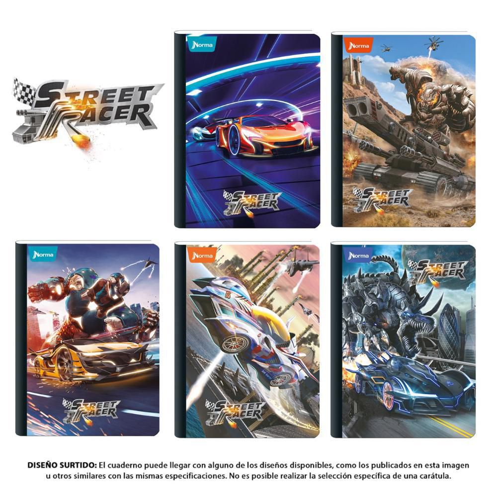 Cuaderno. STREET RACER Doble Linea / Ferrocarril 100 hojas Cosido CUADERNOS NORMA img #1