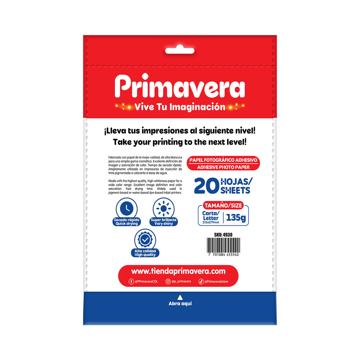 Papel Fotográfico Adhesivo 135 Gr. Primavera X 20 img #2