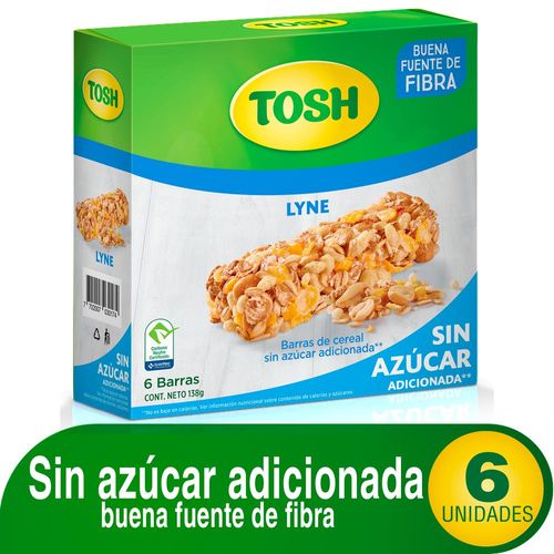BARRA DE CEREAL LYNE SIN AZUCA TOSH 138 Gramo