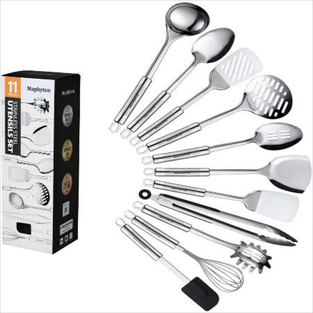 Saim - Contenedor de utensilios de cocina de acero inoxidable para  utensilios de cocina, utensilios de cocina