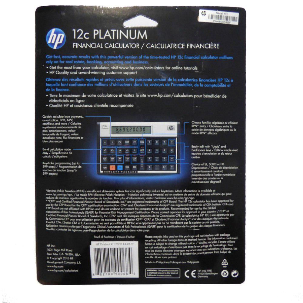 Calculadora Financiera Hp 12c Platinum Carulla