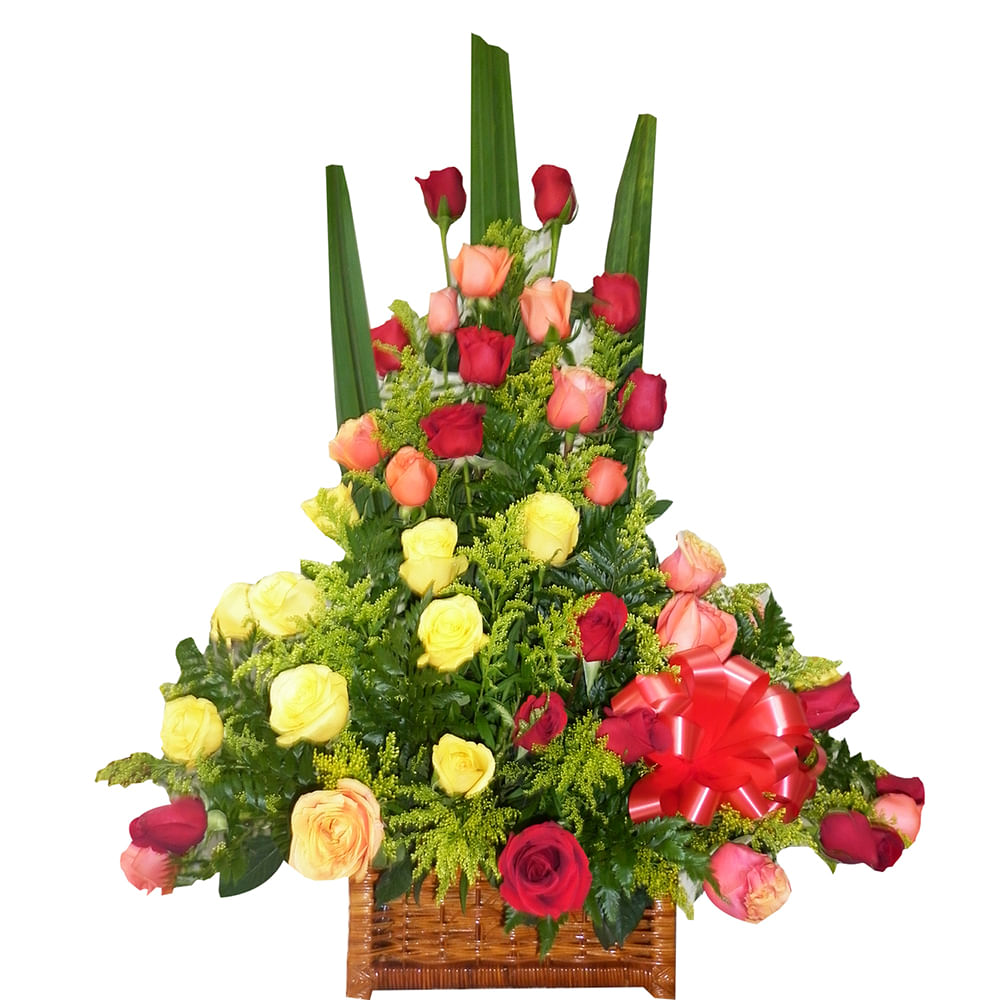 Arreglo Floral De Rosas Variadas En Canasta | Carulla