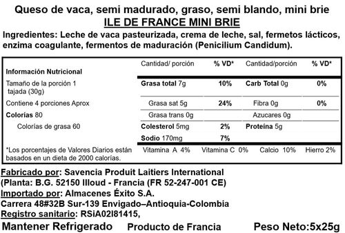 ILE DE FRANCE PETIT BRIE BONGRAIN MARCA EXCLUSIVA 125 gr