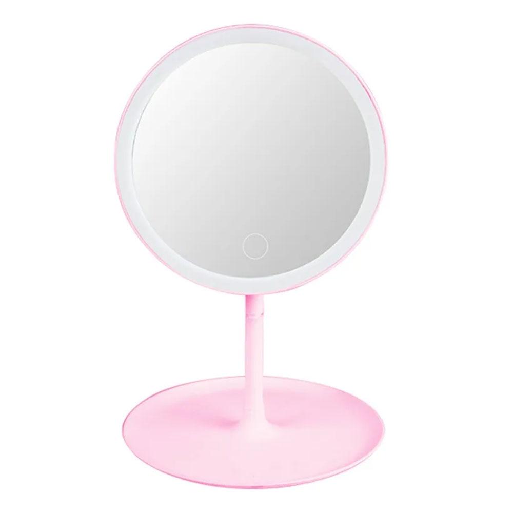 Espejo Maquillaje Con Luz Led Rotación De 180° Rosa Malubero Malu2075