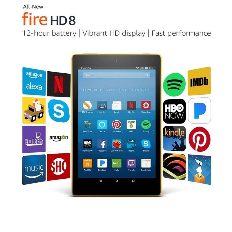 Tablet Amazon Kindle Fire HD de 8 pulgadas, WiFi 16GB Negro Carulla