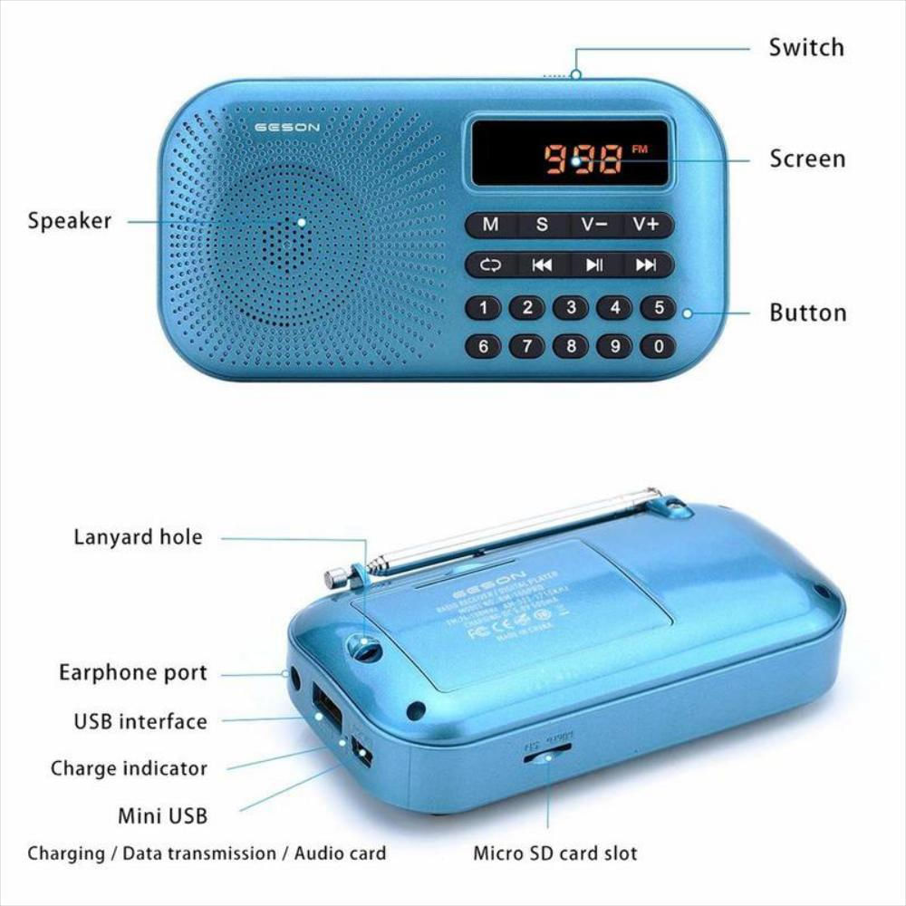 Radio AM FM USB portátil Reproductor de música MP3