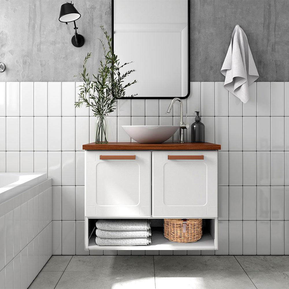 Mueble De Baño Nicho Inferior Con Lavamanos - Blanco