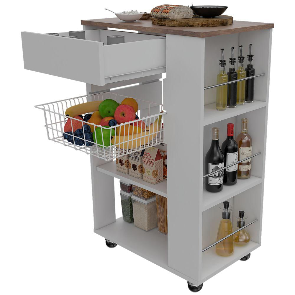 Mueble Organizador De Cocina, Blanco Y Café, Con E