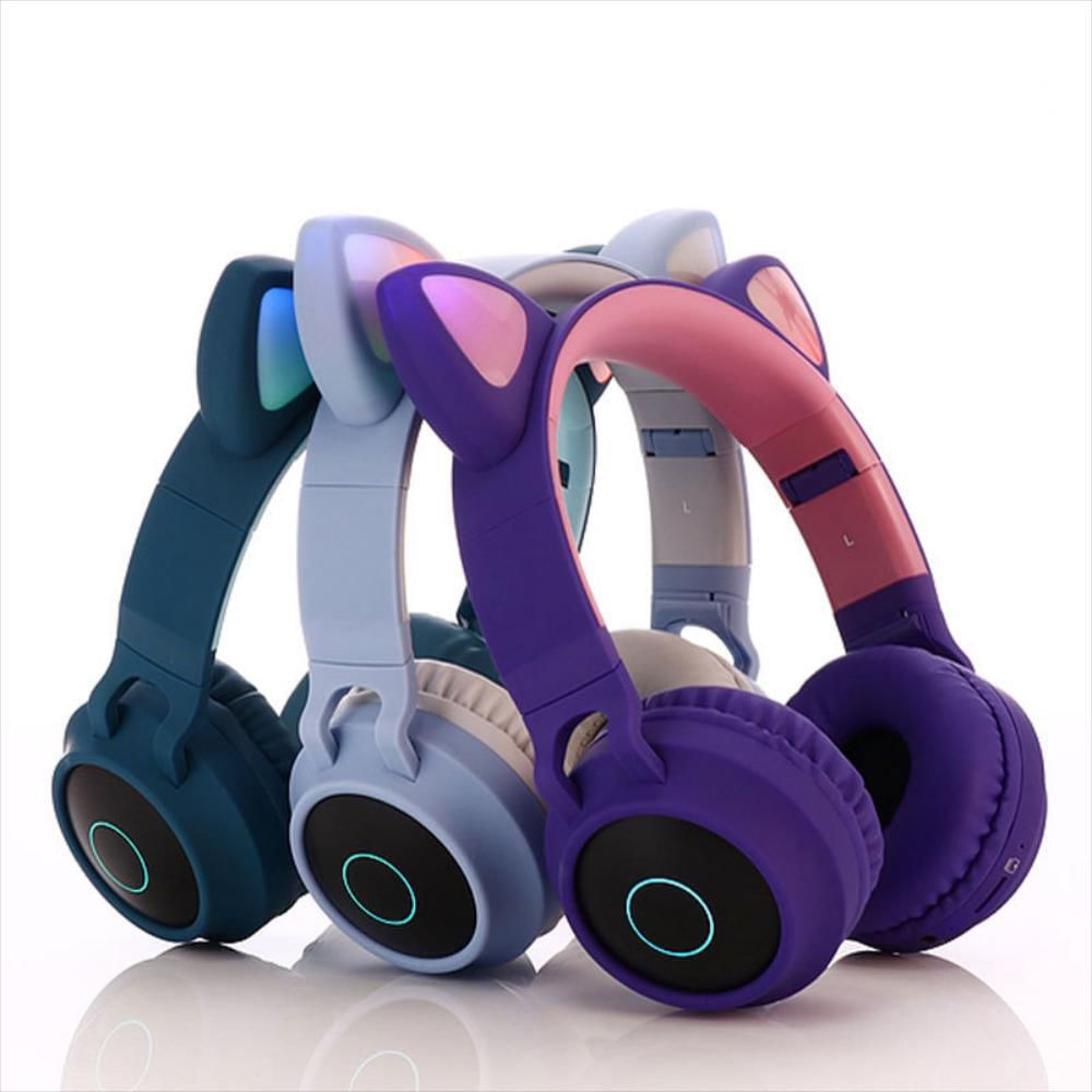 Audífonos diadema Gadgets and Fun Gato luces de colores bluetooth con  micrófono integrado color Azul
