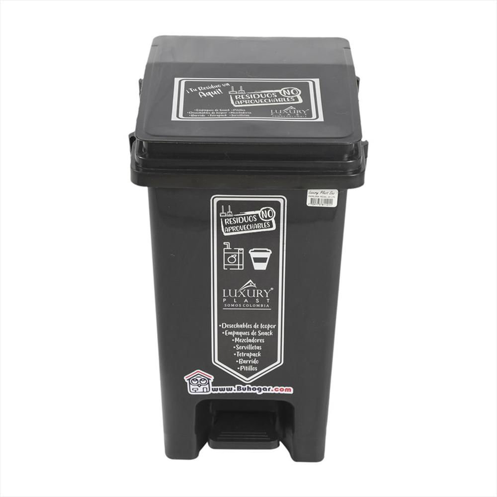 Papelera Caneca Pedal 20 Litros Ecológica Negro Carulla 5676