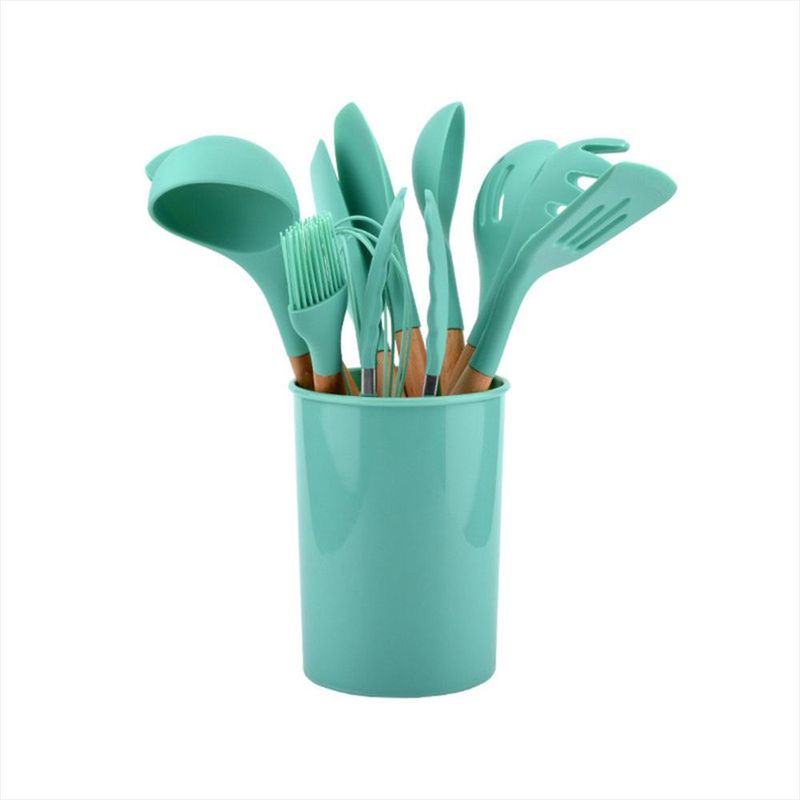 Set 12 Utensilios De Cocina Silicona Resistente Calor – Verde Pistacho –  Schaffhausen