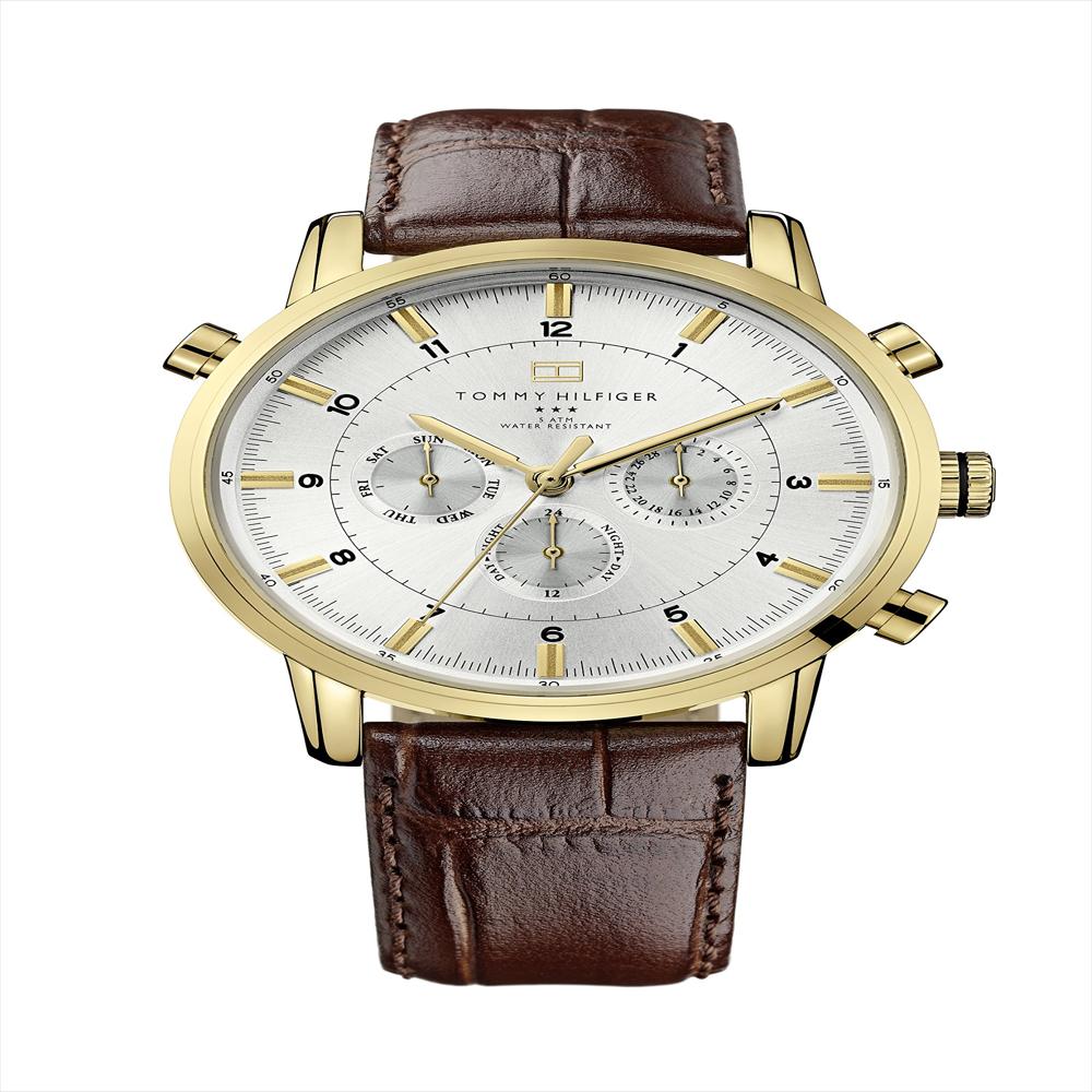  Tommy Hilfiger Reloj dorado con malla de cuero color café para  hombre 1790874 : Ropa, Zapatos y Joyería