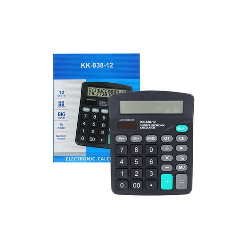 Calculadora Electronica 12 Digitos Color Negro Kk 838 12S
