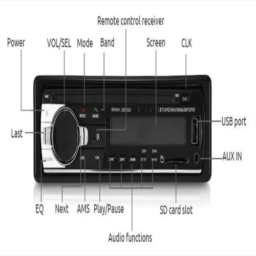 Radio Para Carro Con Usb Fm Bluetooth Sd Aux Potencia 60Wx4