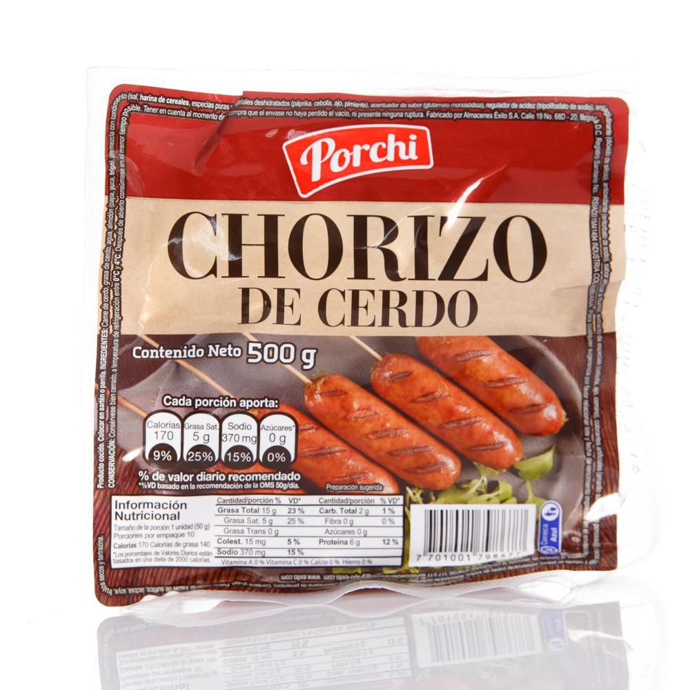 Chorizo De Cerdo Porchi 500 Gr