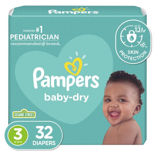Pañales Baby Dry Etapa 3 PAMPERS MARCA EXCLUSIVA 32 und